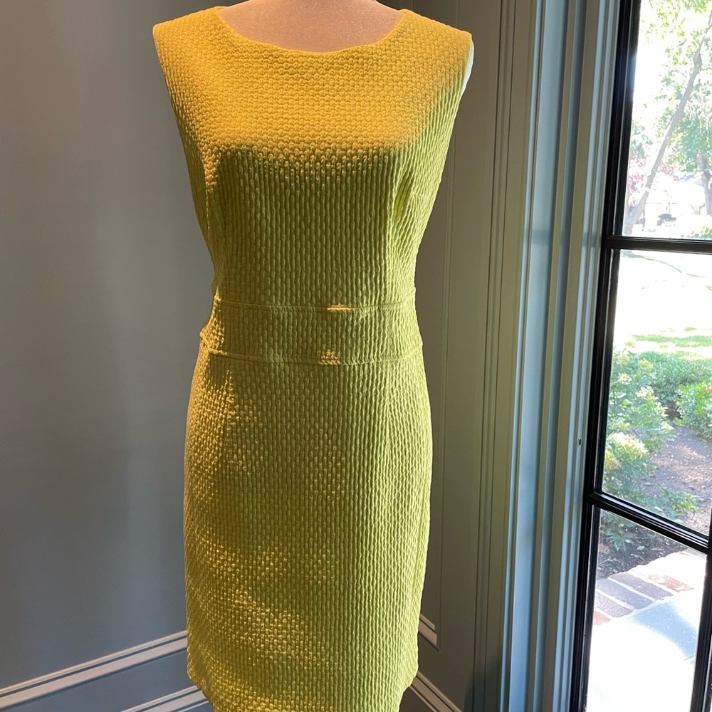 Sleeveless dress. Fabulous chartreuse color.